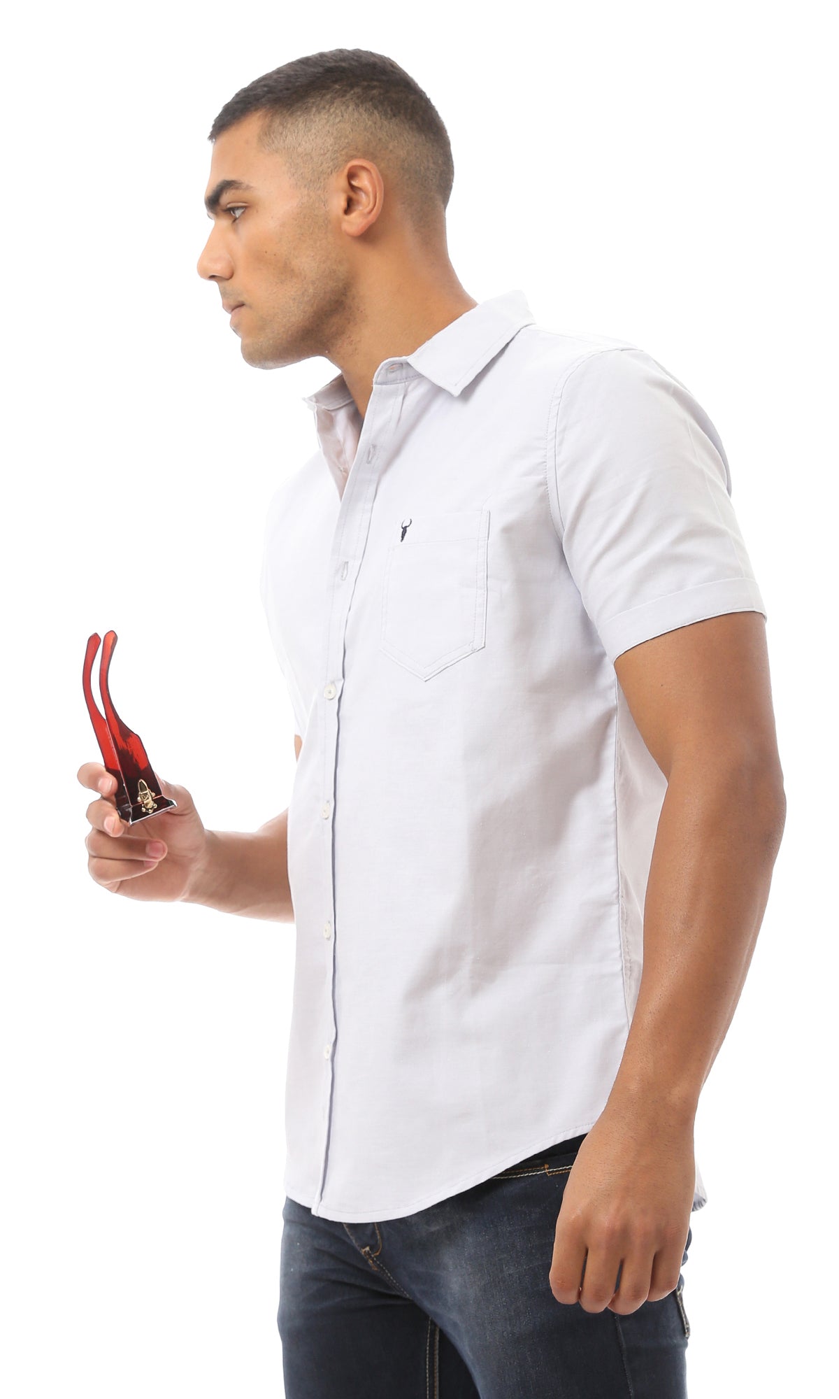 94895 Half Sleeves Classic Neck Shirt - Light Grey