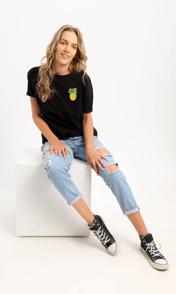 Shiny Pineapple Oversized Crew-Neck Tee - 94962