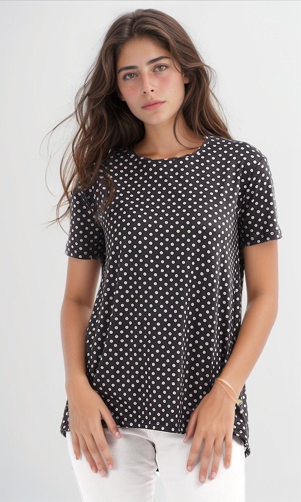 Polka Dot Oversized High-Low Jersey Tee - 95033