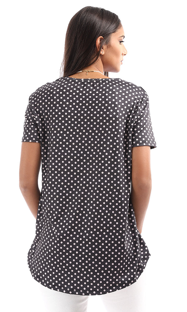 Polka Dot Oversized High-Low Jersey Tee - 95033
