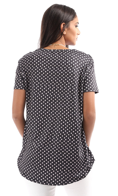 Polka Dot Oversized High-Low Jersey Tee - 95033