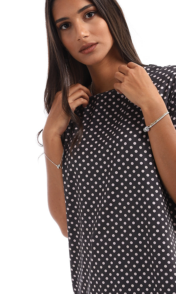 Polka Dot Oversized High-Low Jersey Tee - 95033