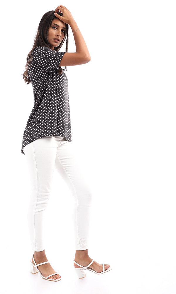 Polka Dot Oversized High-Low Jersey Tee - 95033