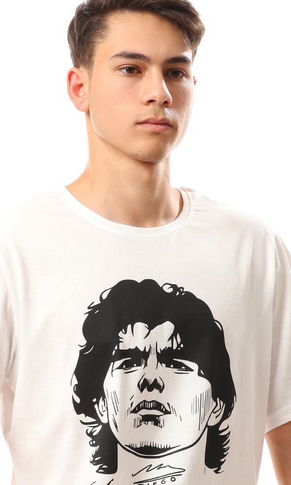 95064 Slip On Cotton Printed T-Shirt - White