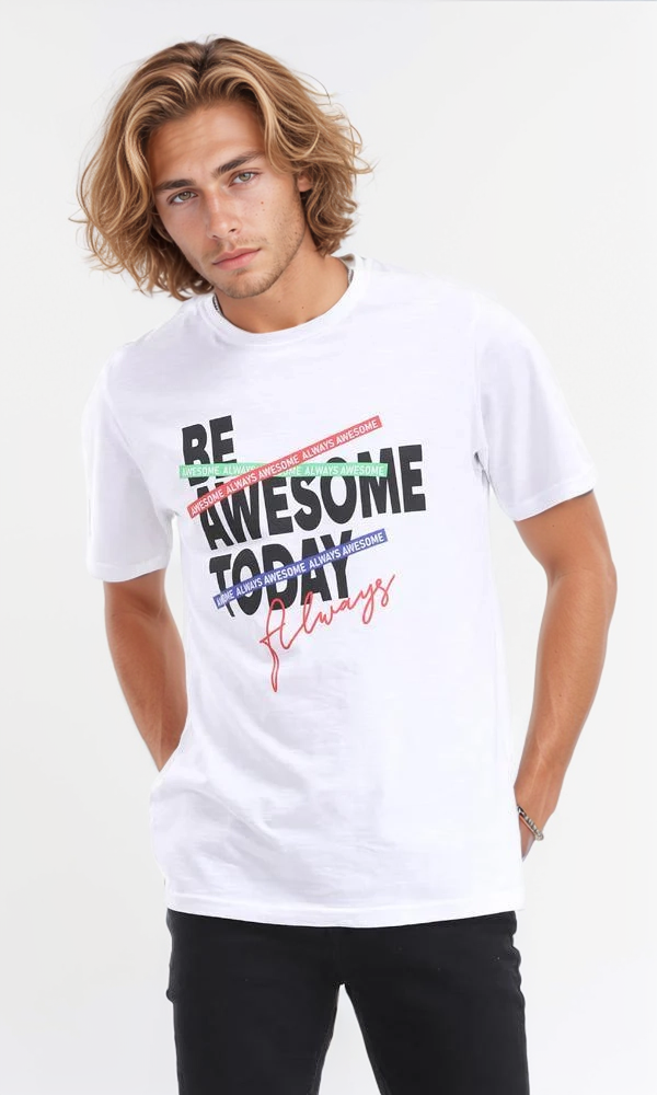 95075 "Be Awesome Today" Printed White Summer Tee
