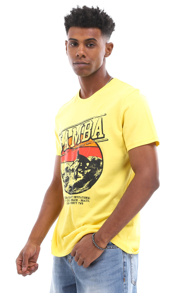 95088 "Samba" Surfing Printed Summer T-Shirt - Medium Yellow