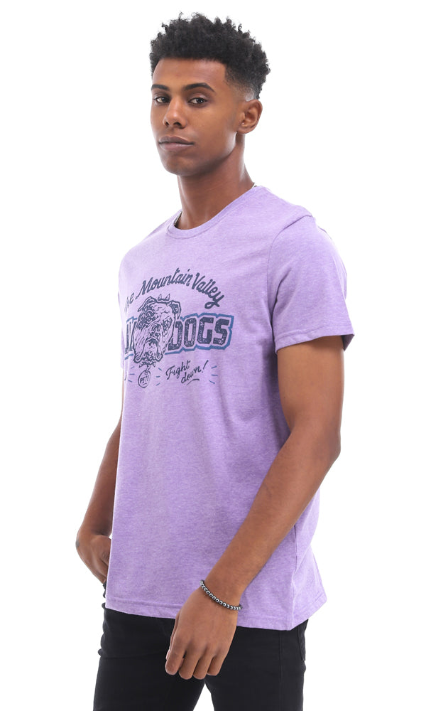 95118 "Bull Dogs" Printed Heather Light Purple Cotton T-Shirt