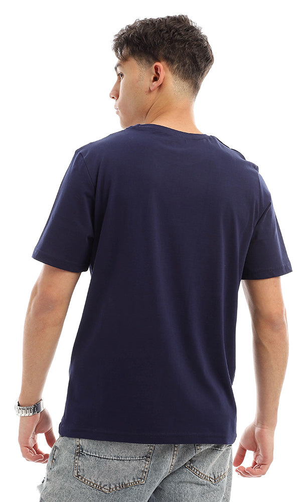 Ornate Graphic Print Navy Jersey T-Shirt - 95124