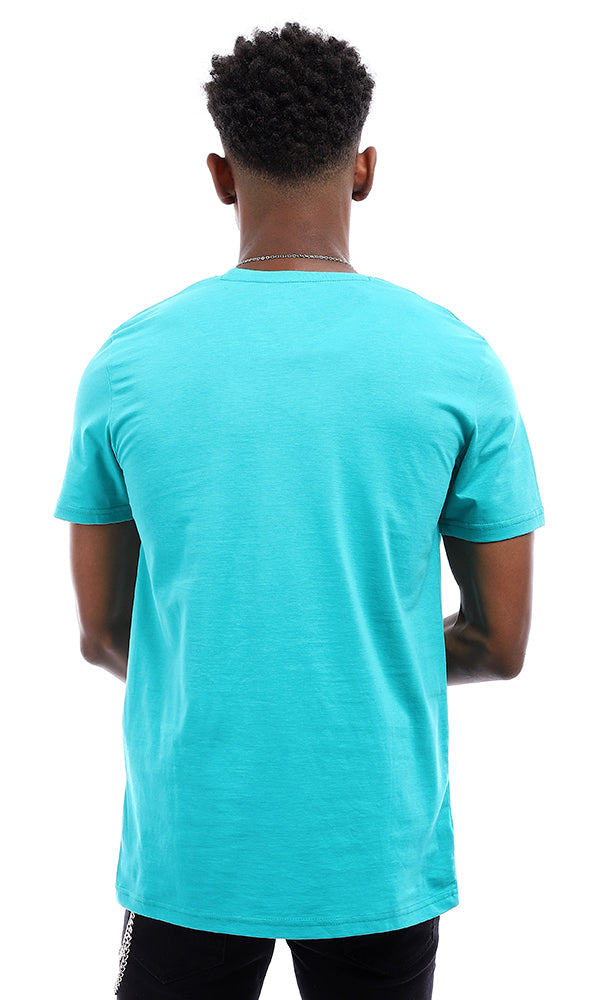 95130 Crewneck Summer Printed "Monkey" T-Shirt - Turquoise