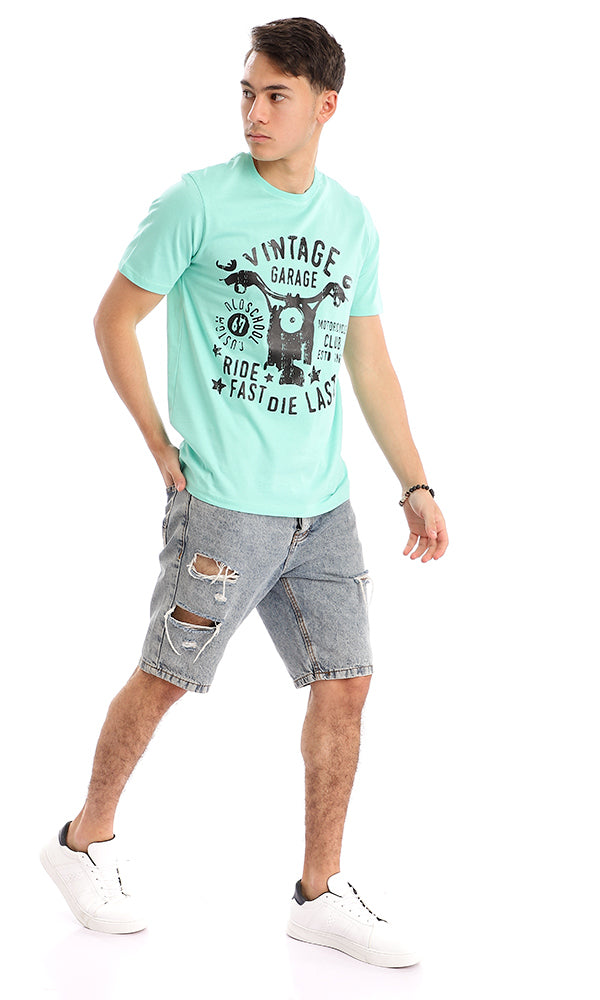 Vintage Graphic Mint Crew Neck Regular Fit Tee - 95153