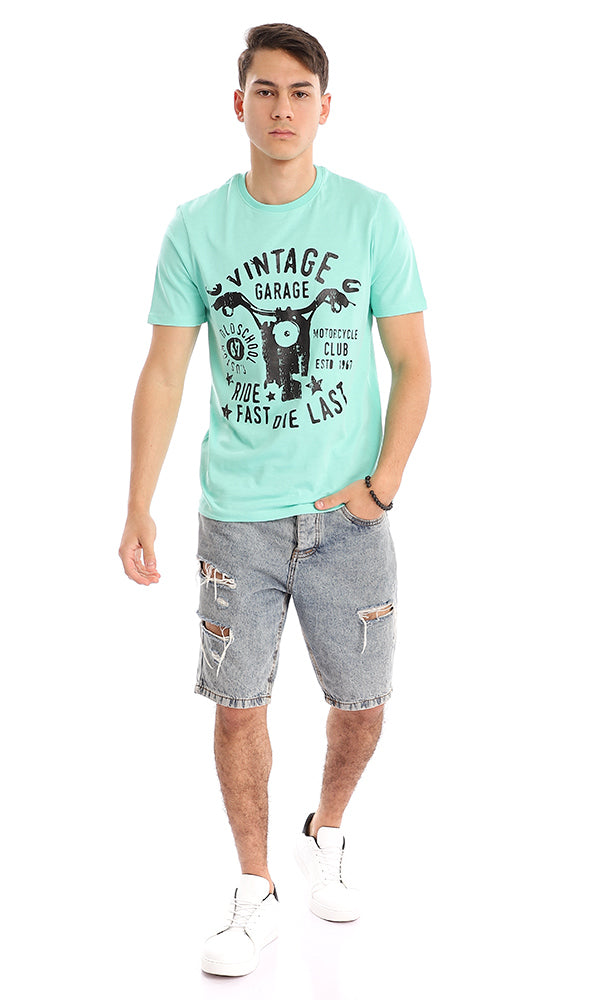 Vintage Graphic Mint Crew Neck Regular Fit Tee - 95153