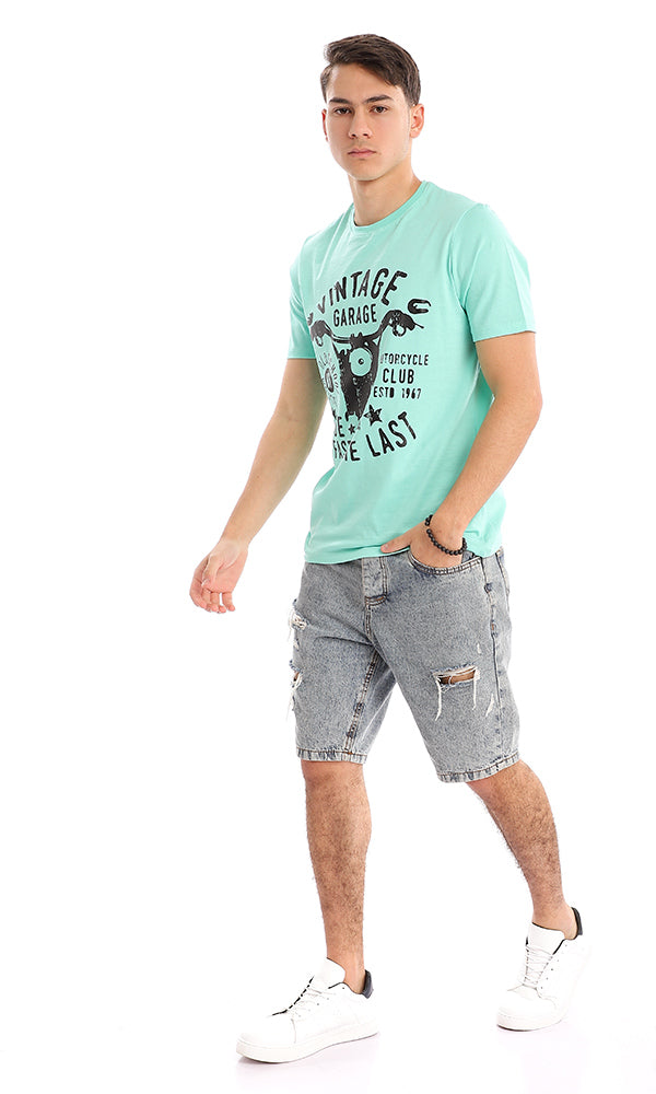 Vintage Graphic Mint Crew Neck Regular Fit Tee - 95153