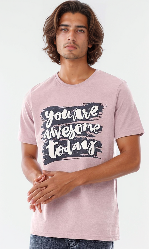 "You Are Awesome Today" تي شيرت قطن مطبوع - لافندر