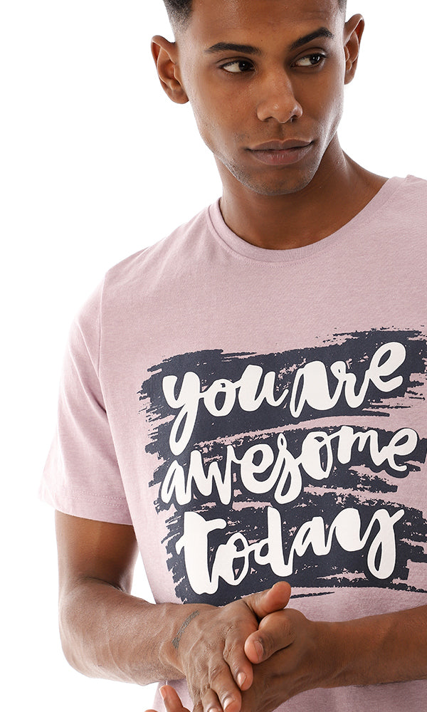 95172 "You Are Awesome Today" Cotton Printed T-Shirt - Heather Lavender
