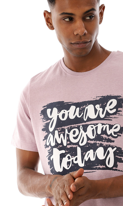 "You Are Awesome Today" تي شيرت قطن مطبوع - لافندر