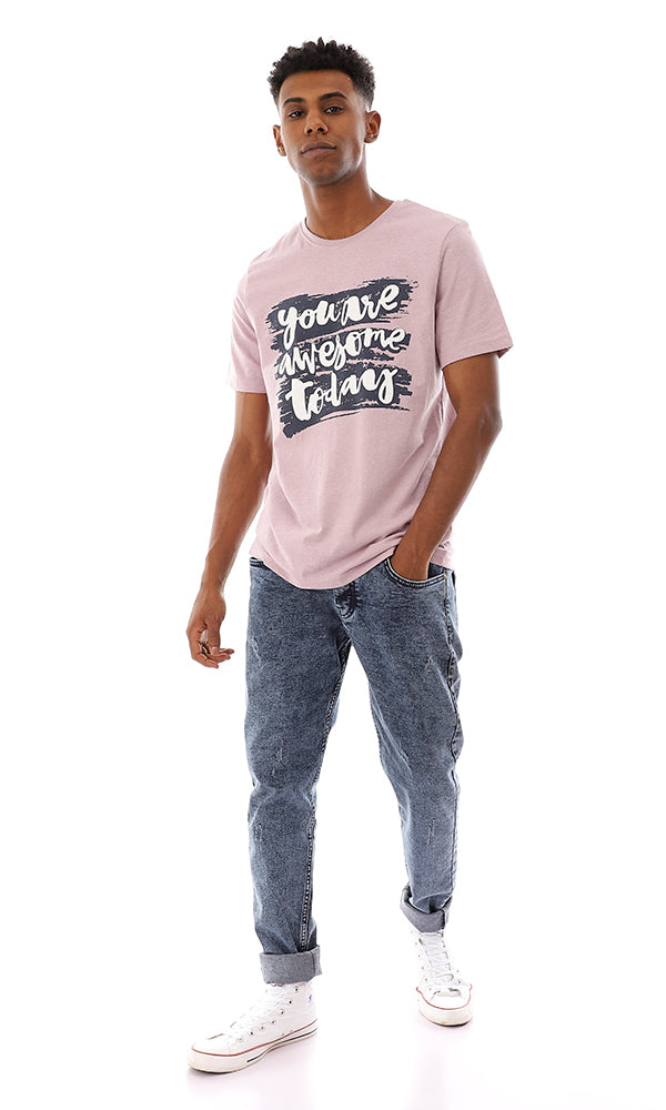 95172 "You Are Awesome Today" Cotton Printed T-Shirt - Heather Lavender