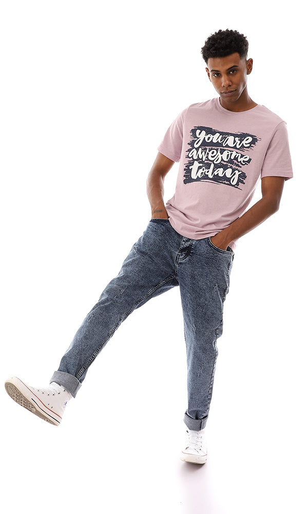 95172 "You Are Awesome Today" Cotton Printed T-Shirt - Heather Lavender