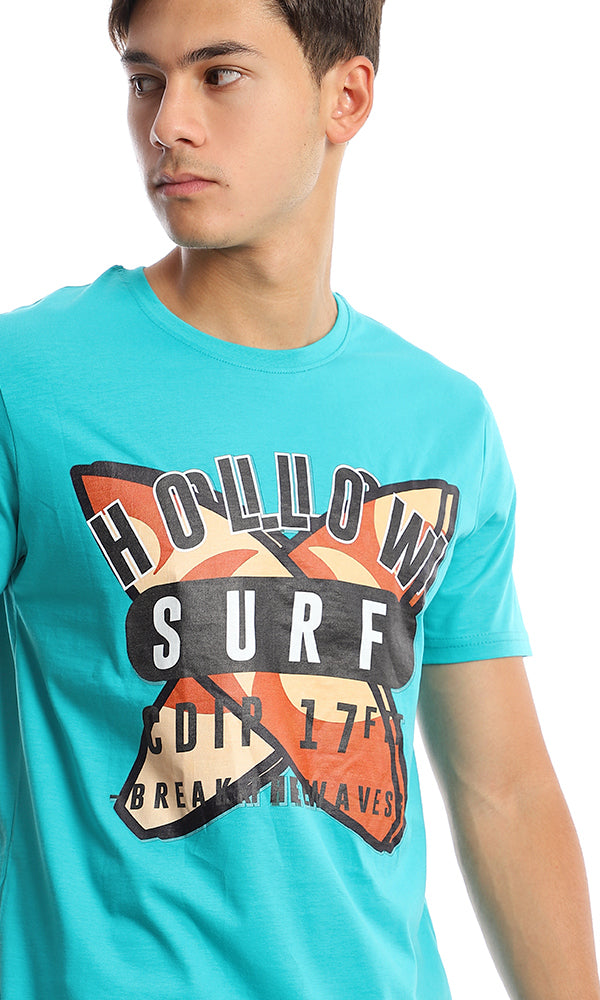 تيشرت جيرسيه برسومات "Hollow Surf" لون أكوامارين داكن - 95180