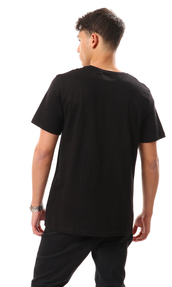 95185 Regular Fit Black T-Shirt With Front Print