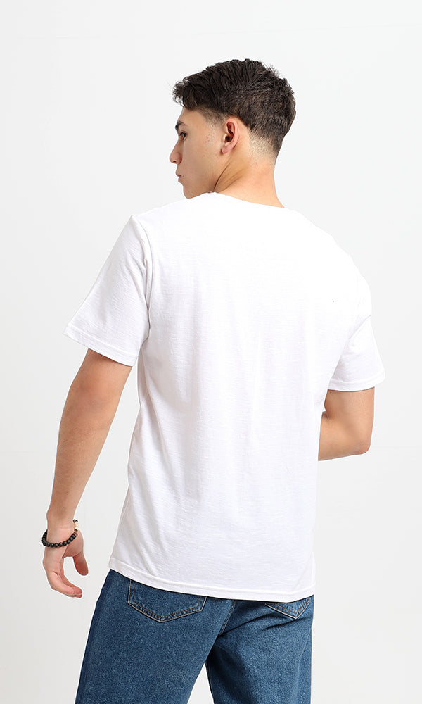 Satirical Graphic Print Crew Neck White Tee - 95190