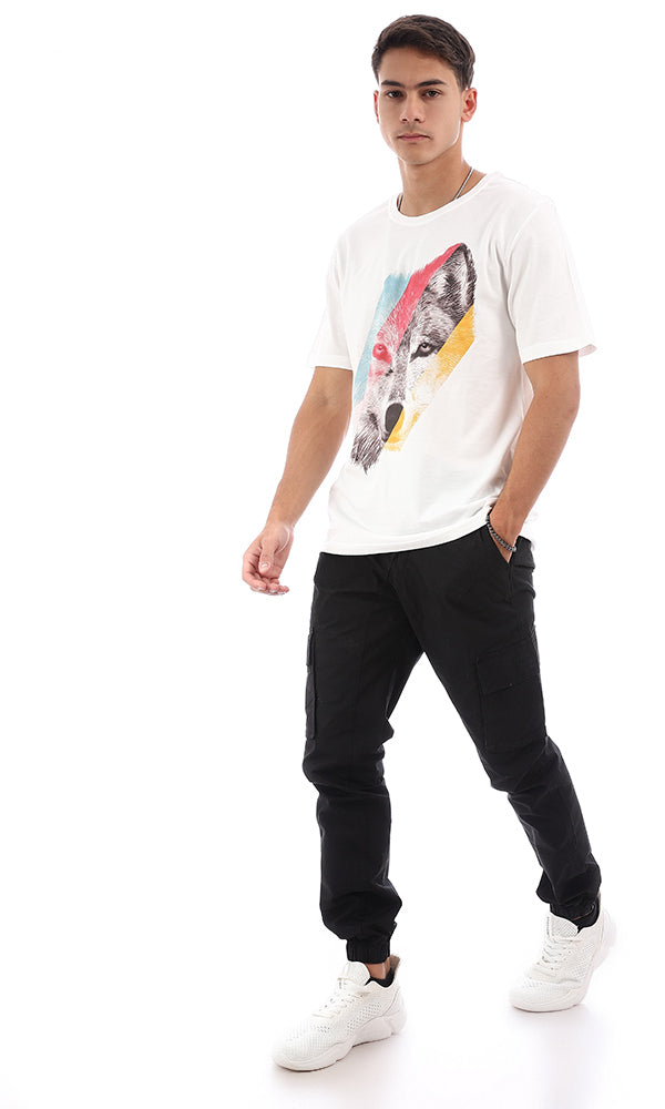 95198 Colorful Printed Wolf Off-White Tee
