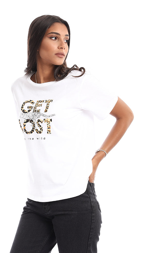 95320 " Get Lost In The Wild" Printed White Tee