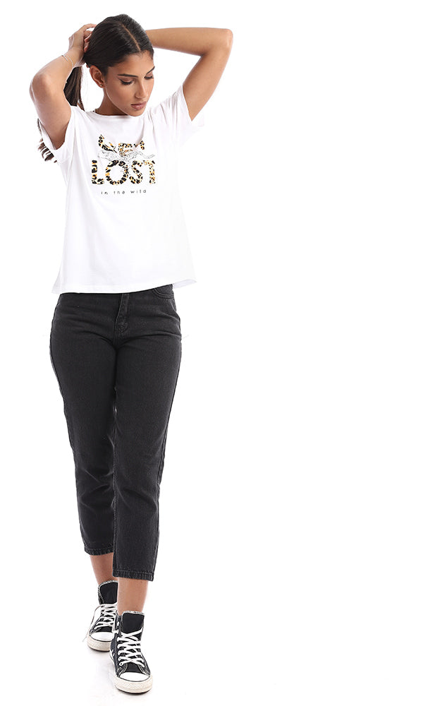 95320 " Get Lost In The Wild" Printed White Tee