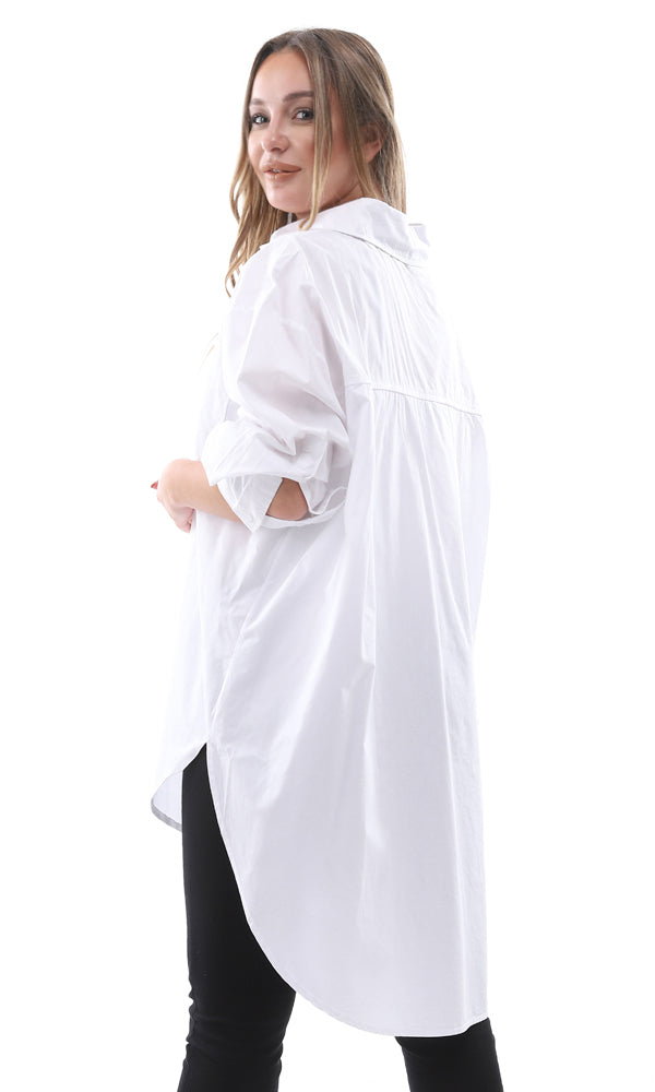 95481 Oversized Summer White Buttoned Long Shirt