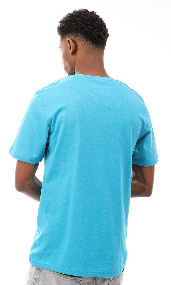 95574 Turquoise Printed Cotton Summer T-Shirt