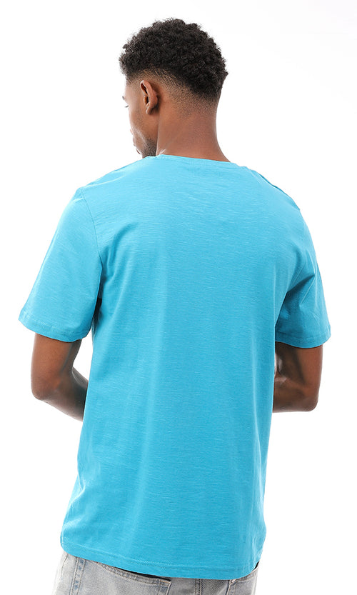 95574 Turquoise Printed Cotton Summer T-Shirt