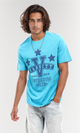 95575 "Varsity" Short Sleeves Printed T-Shirt - Turquoise