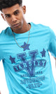 95575 "Varsity" Short Sleeves Printed T-Shirt - Turquoise