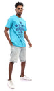 95575 "Varsity" Short Sleeves Printed T-Shirt - Turquoise