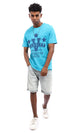 95575 "Varsity" Short Sleeves Printed T-Shirt - Turquoise