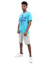 95575 "Varsity" Short Sleeves Printed T-Shirt - Turquoise