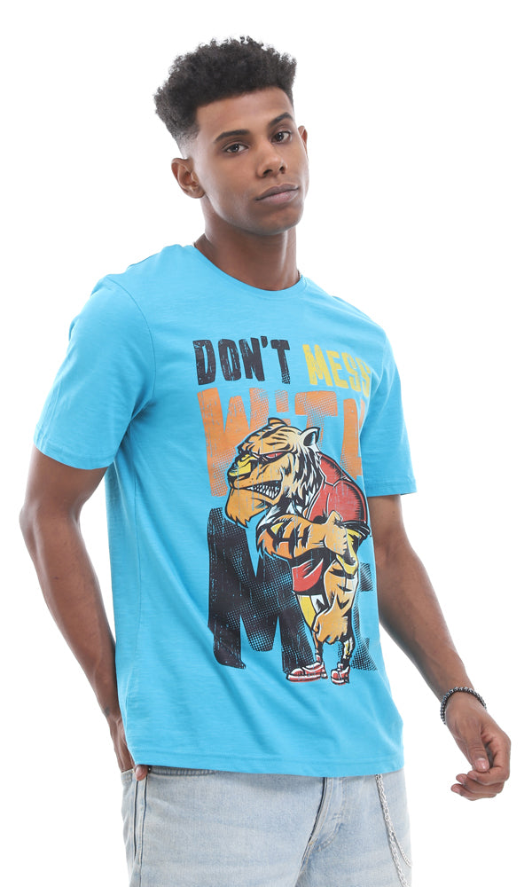 95576 "Don'T Mess With Me" Tiger Printed Turquoise Tee