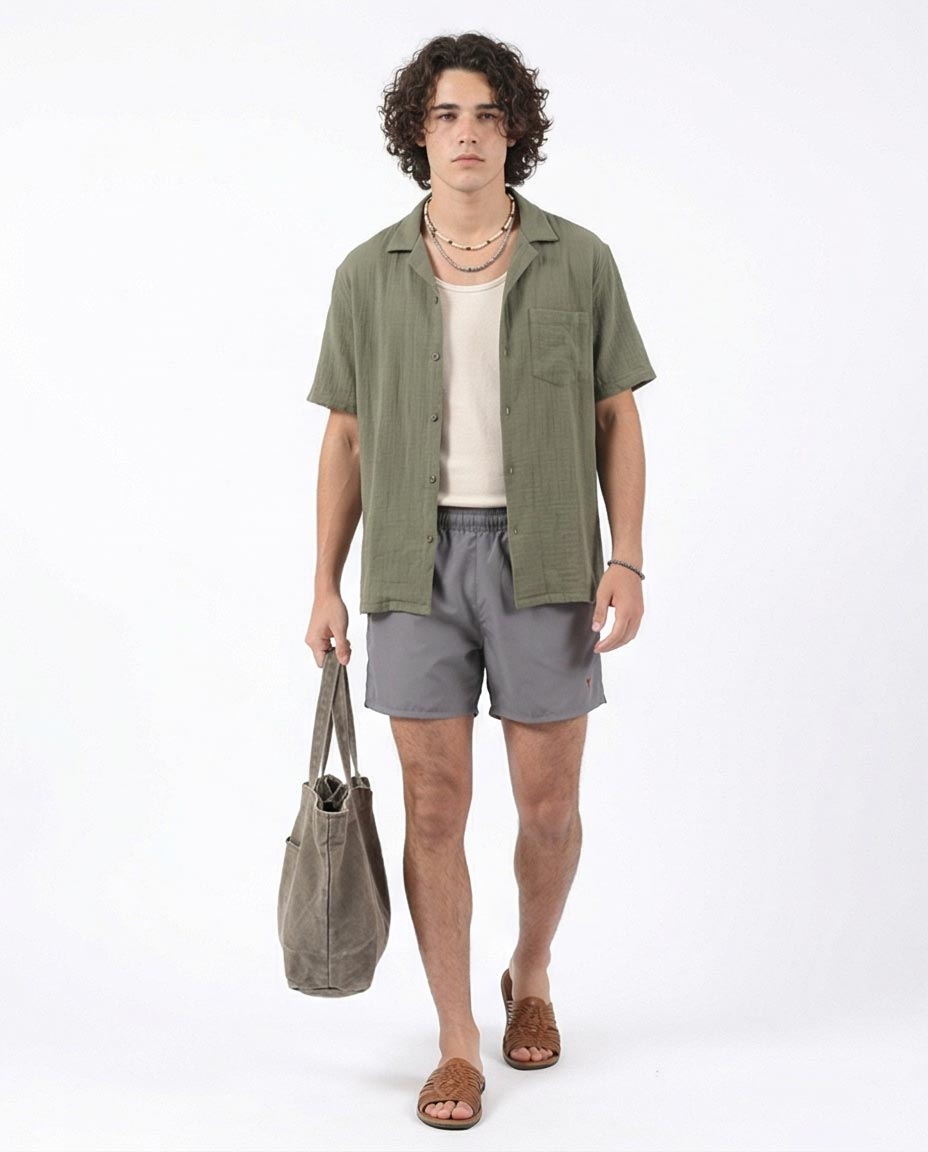 Ravin Men's Signature Bull Embroidered Swim Shorts – Charcoal Grey - 95675