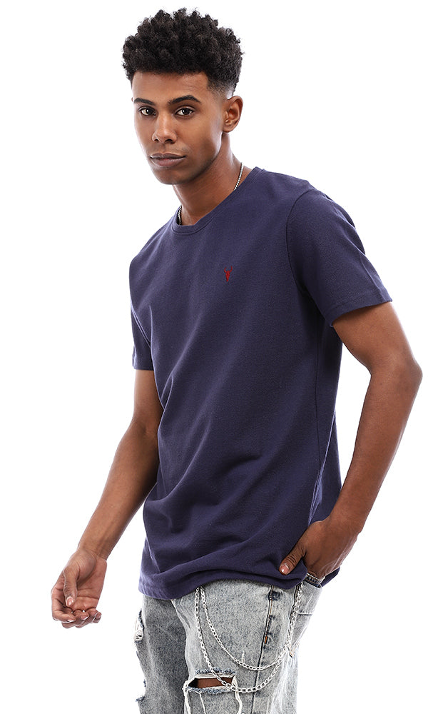 95710 Pique Round Neck Navy Blue T-Shirt