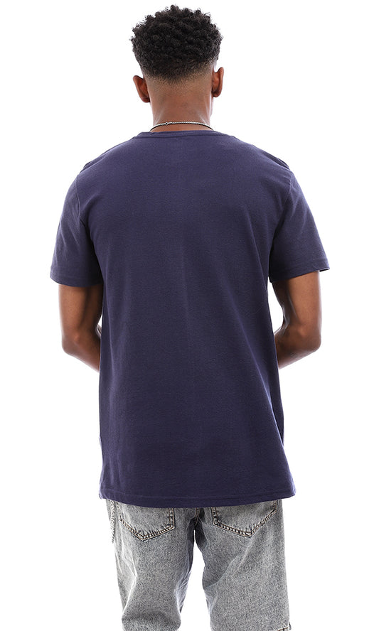 95710 Pique Round Neck Navy Blue T-Shirt