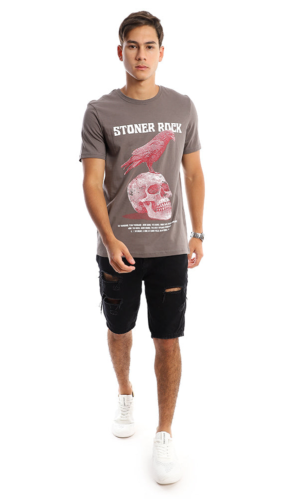 95753 "Stoner Rock" Crew Neck Taupe Tee