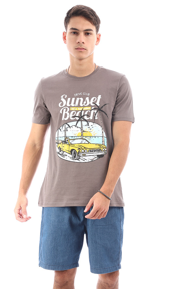 95754 Slip On Crew Neck Printed "Sunset Beach" Tee