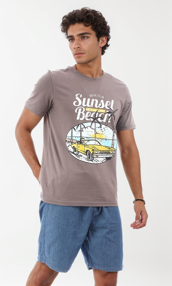95754 Slip On Crew Neck Printed "Sunset Beach" Tee