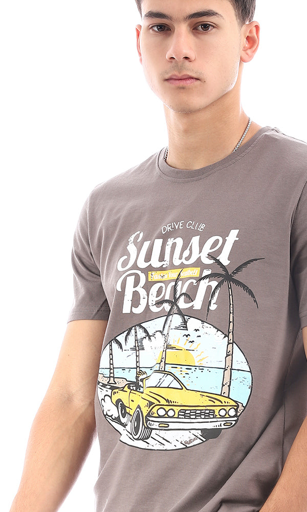 95754 Slip On Crew Neck Printed "Sunset Beach" Tee