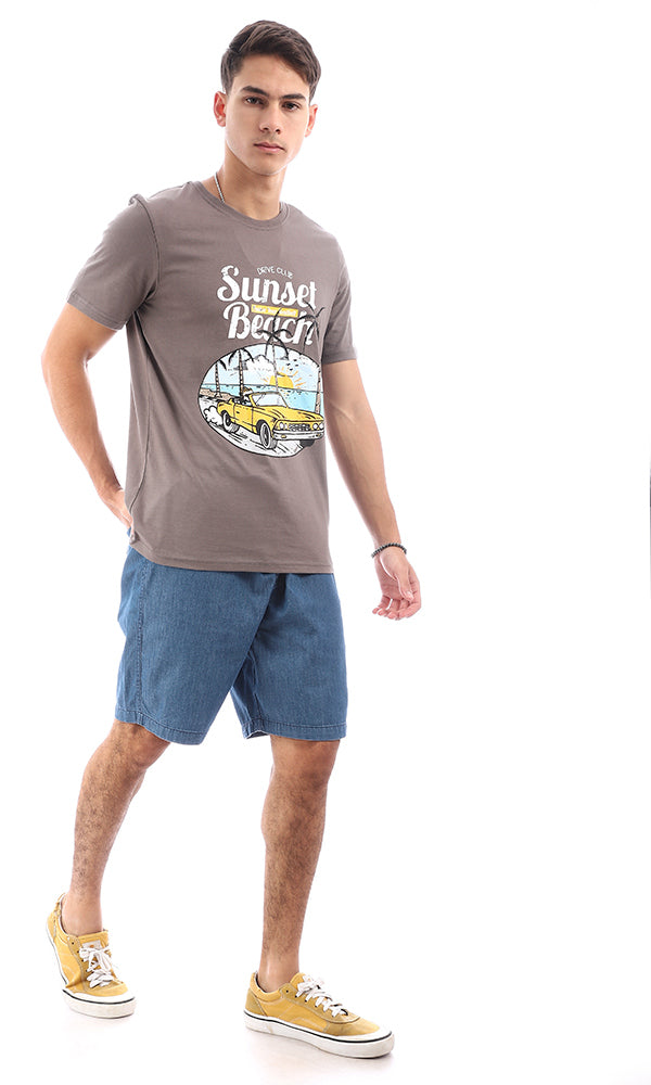 95754 Slip On Crew Neck Printed "Sunset Beach" Tee