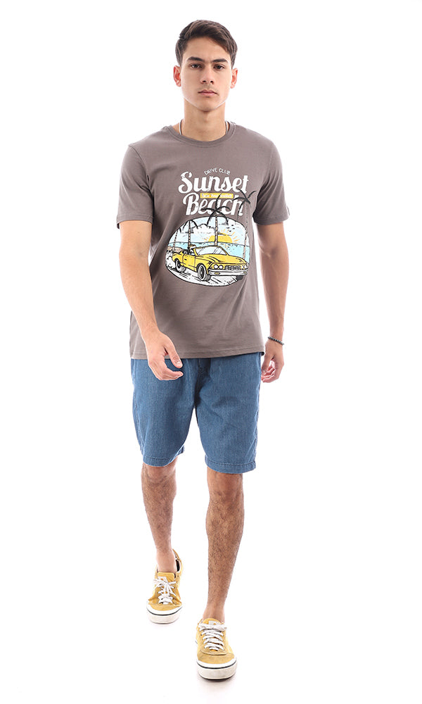 95754 Slip On Crew Neck Printed "Sunset Beach" Tee
