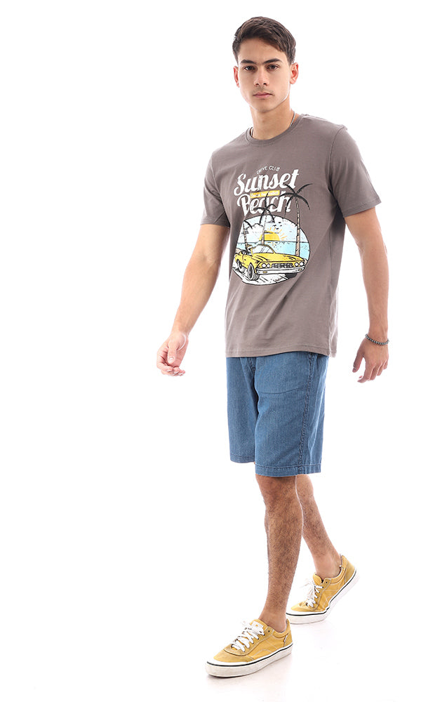 95754 Slip On Crew Neck Printed "Sunset Beach" Tee