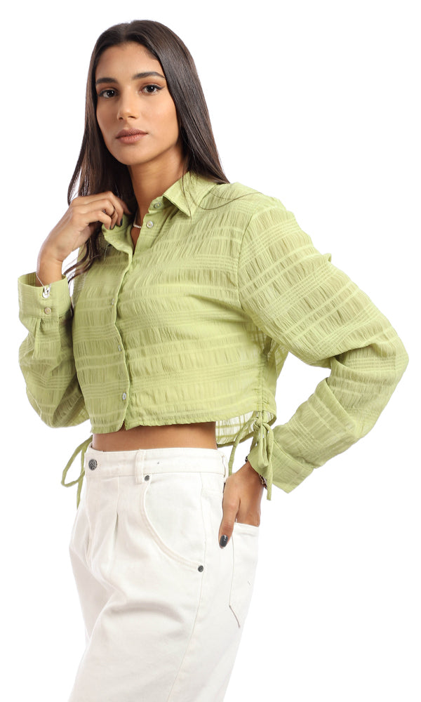 95773 Full Sleeves Shirt With Side Drawstring - Light Green