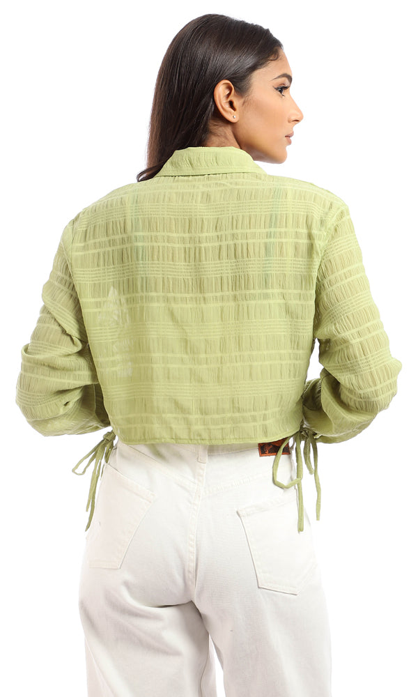 95773 Full Sleeves Shirt With Side Drawstring - Light Green