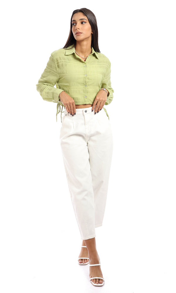 95773 Full Sleeves Shirt With Side Drawstring - Light Green