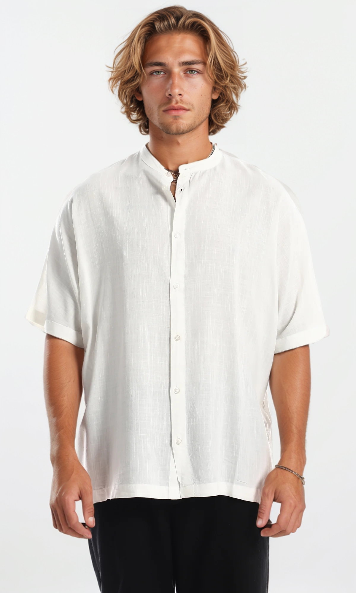 97100 Half Sleeves Linen Cotton Shirt - Off White